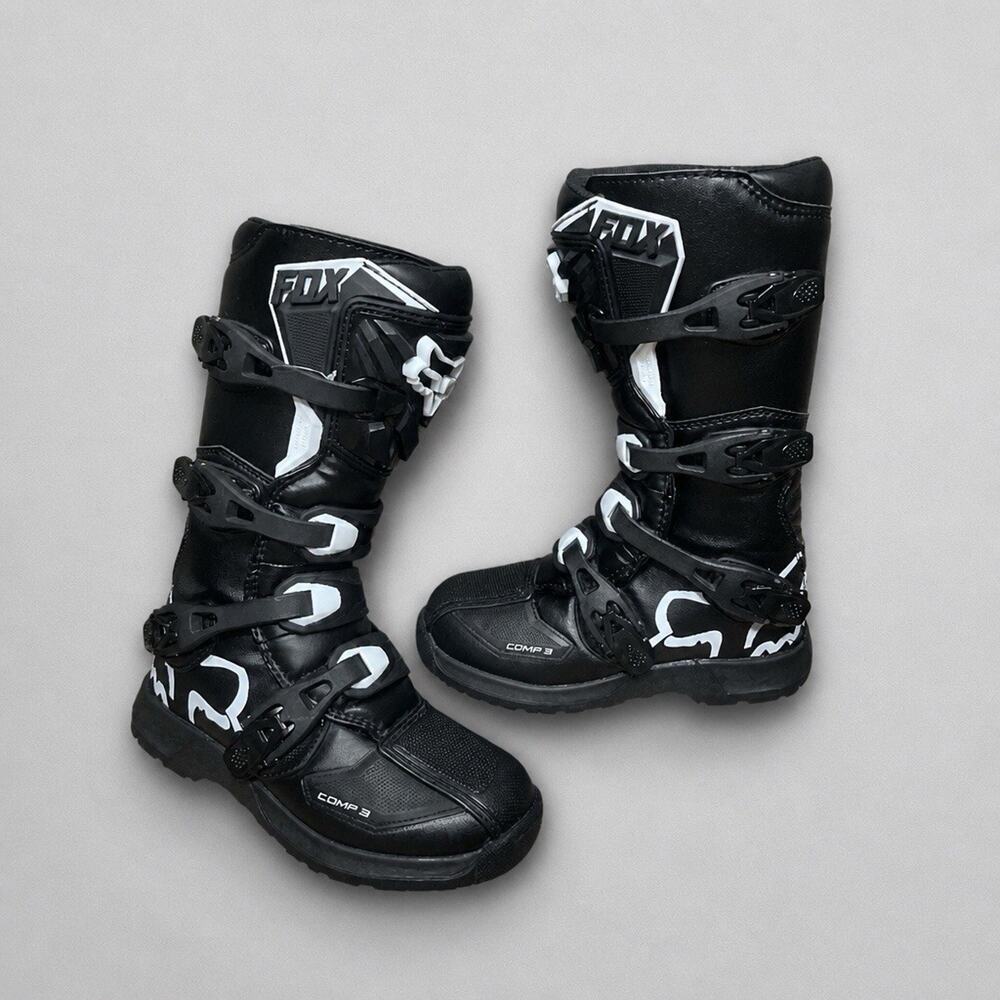 Fox Racing Youth Comp 3 Motocross Riding Dirt Bike Boots White Black Size Y6 - Picture 2 of 11